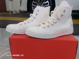 Sepatu sneakers Converse Chuck 70 hi egret watermelon pink original