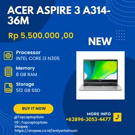 ACER ASPIRE 3 A314-36M - INTEL CORE i3 N305 - RAM 8 GB - SSD 512 GB