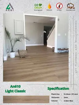 Lantai Vinyl Motif Kayu dan Batu Doff Tebal 2MM