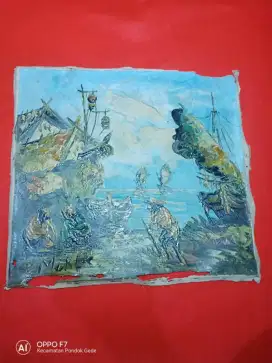 Lukisan Kanvas Lawas Palet Karya Muklis ( Tanpa Frame)