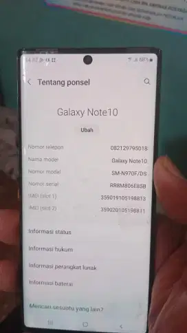 Samsung Note 10 SEIN Full Original ya.