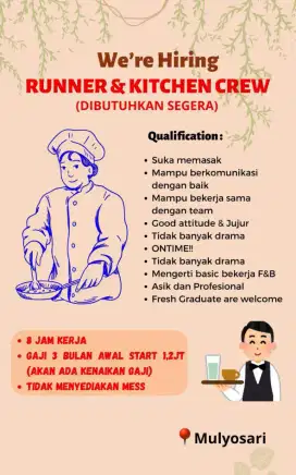 DIBUTUHKAN SEGERA HELPER KITCHEN!