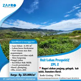 Jual tanah view danau atas dan pegunungan di alahan panjang