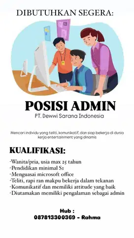 LOWONGAN PEKERJAAN - ADMIN