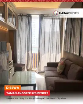 Disewa Taman Anggrek Residences Fully Furnished, 3 Bedroom 65sqm, Low