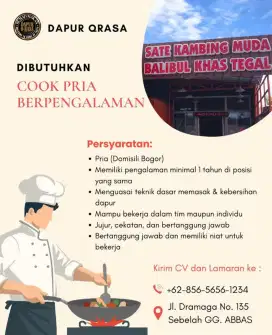 Lowongan pekerjaan cook
