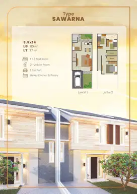 Rumah Luas Baru 10 Menit ke Trans Studio Cibubur 2 Lt Siap KPR J-29177