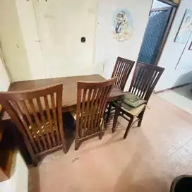 1 set meja makan jati
