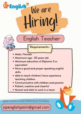 Lowongan guru sip english dan guru sempoa sip