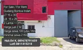Disewakan Gudang 2 lt di Bontoa Indah Makassar