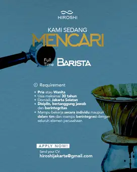 Di butuhkan segera Barista untuk di daerah Rempoa