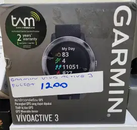 Smartwatch garmin vivo active 3 , Lengkap fullsett , second like new