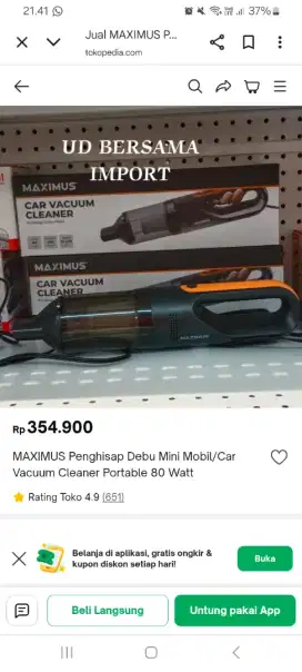 Maximus car vacum cleaner portable 80 watt