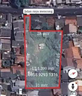 DISEWAKAN TANAH 1200 METER JL H MENCONG, CILEDUG, TANGERANG KOTA