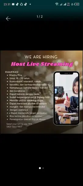 HOST LIVE STREAMING AND CONTEN CREATOR