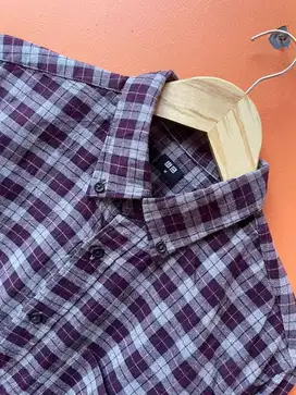 Kemeja Uniqlo Old Purple and Gray