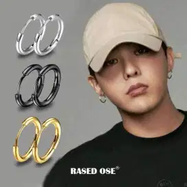 Anting tindik hoops pearcing silver 8mm titanium kualitas anti karat