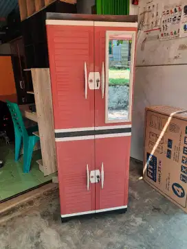 Lemari plastik 4 susun full rak ada cermin(baru)