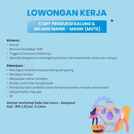 Staff Produksi Kalung & Gelang Manik-manik (Mote) di Denpasar