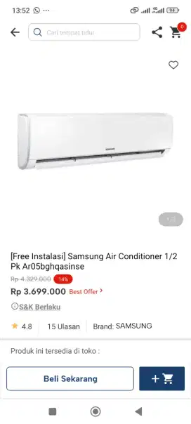 Kredit AC samsung 1/2pk free instal