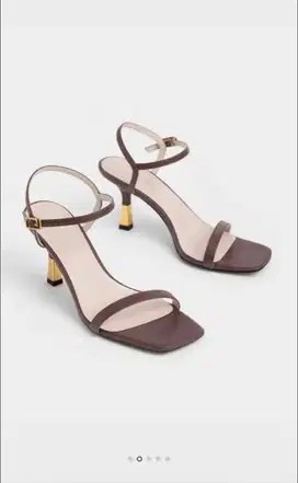 Snake - Print Angkle - Strap Heeled Sandals (Charles & Keith)