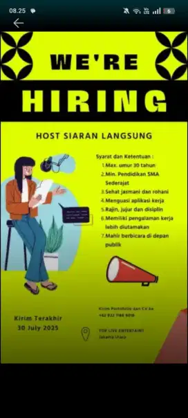 Host live, dancer live, operator, personalia, editor, MUA