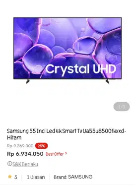 Samsung led tv smart 55 inci