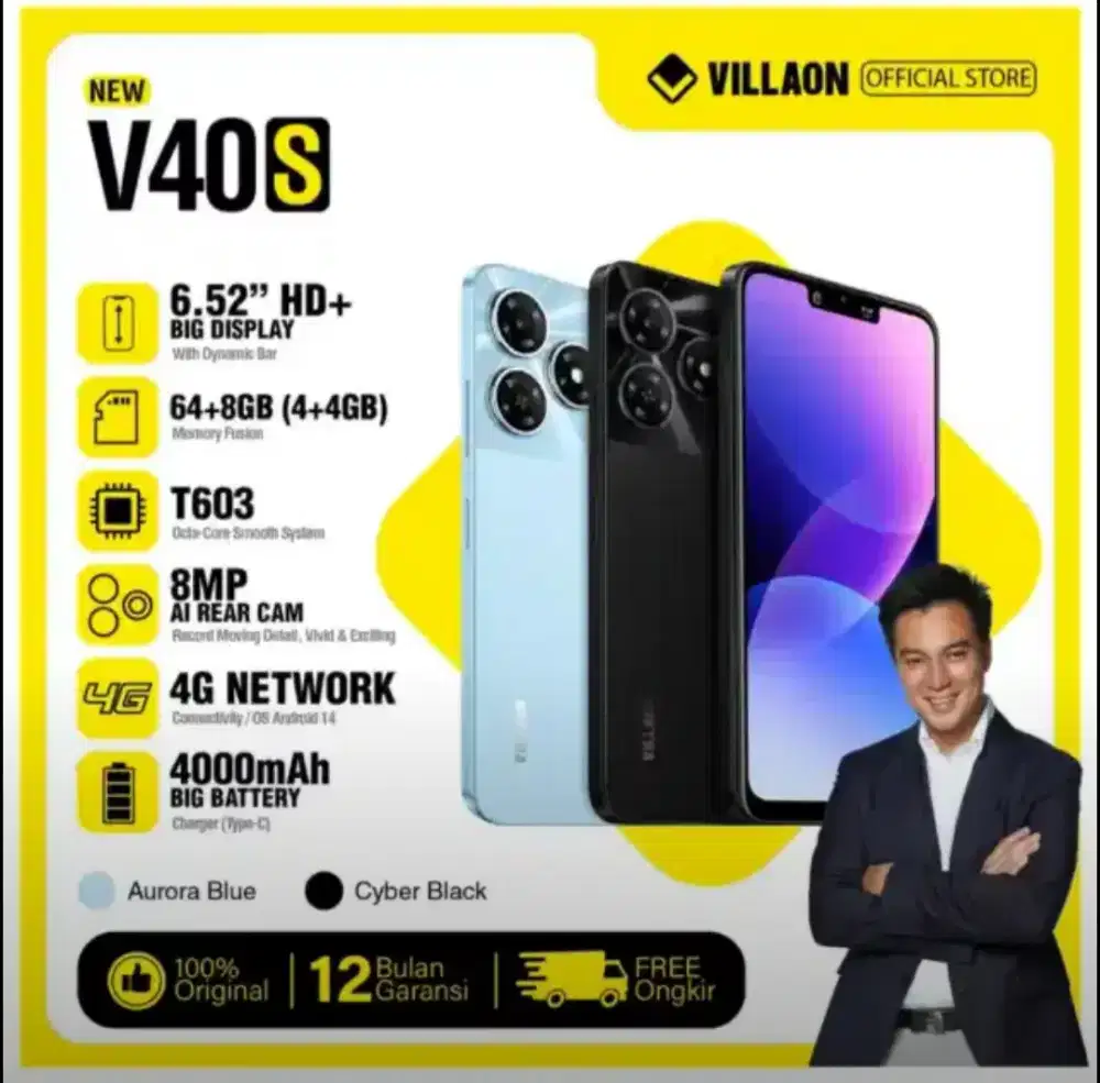 VILLAON V40s 4GB+64GB BNIB Garansi Resmi Indonesia