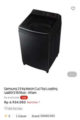 Mesin cuci samsung top loading 19kg
