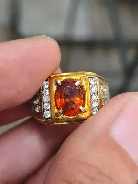 Batu garnet hessonite 2.36 carat ring perak memo MRI