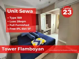 Sewa 1BR furnished apartments Bassura City tower Flamboyan