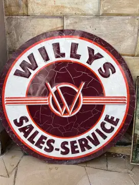Jeep oIIIo Willy's Sign Enamel Retro