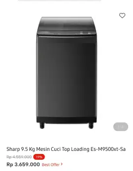 WM SHARP TOP LOAD 9.5 KG