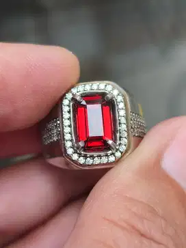 Cincin Batu garnet malaya 2.76 carat ring perak memo MRI top kristal