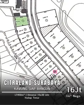 Dijual Hot Kavling Siap Bangun Bukit Golf Citraland Surabaya Barat