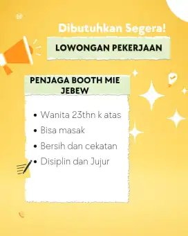 Dicari karyawan mie jebew