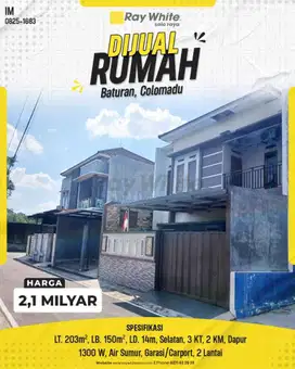 Dijual Rumah Modern Minimalis di Baturan, Colomadu