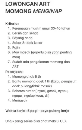 LOWONGAN ART MOMONG MENGINAP