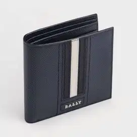 Dompet Bally Men Taliky Bi-Fold Wallet in Navy Embossed Bovine Leather