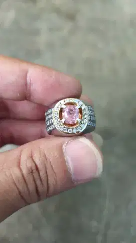 Batu permata pink spinel iket perak koleksi pribadi/No heat/NEGO