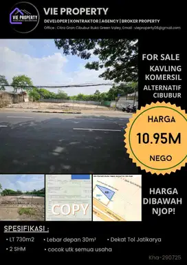 KAVLING KOMERSIL HARGA DIBAWAH NJOP ALTERNATIF CIBUBUR