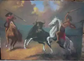 Lukisan Media cat akrilik dan kanvas