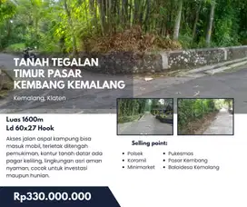 TANAH TEGALAN MURAH TIMUR PASAR KEMBANG, KEMALANG