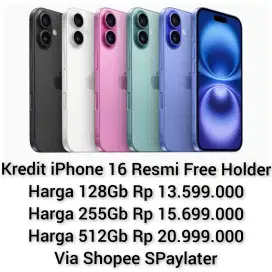Kredit Iphone 16 128Gb/256Gb/512Gb Resmi Free Holder