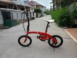 Sepeda Lipat Custom Red Ferrari, roda 16 inch, Full Custom, negotiable