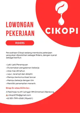 Lowongan Pekerjaan menjadi RIDER CIKOPI