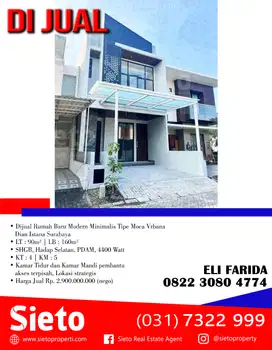 Dijual Rumah Baru Modern Minimalis Tipe Moca Vrbana Dian Istana Suraba