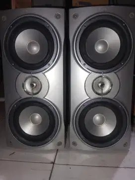 Sony silver speaker dobel woofer, box utuh, merk Japan