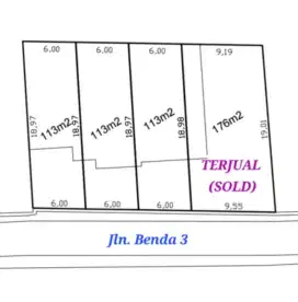 Dijual tanah kavling JALAN BENDA CIGANJUR 113 m2 x 3 unit