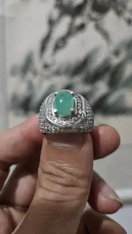 NEGO Jamrud emerald Colombia koleksi Lawas Warna Bagus Ring Perak